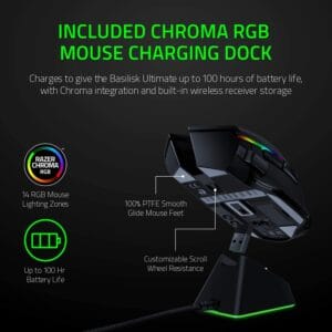 ماوس بی سیم مخصوص بازی ریزر مدل Basilisk Ultimate With wireless charging Dock